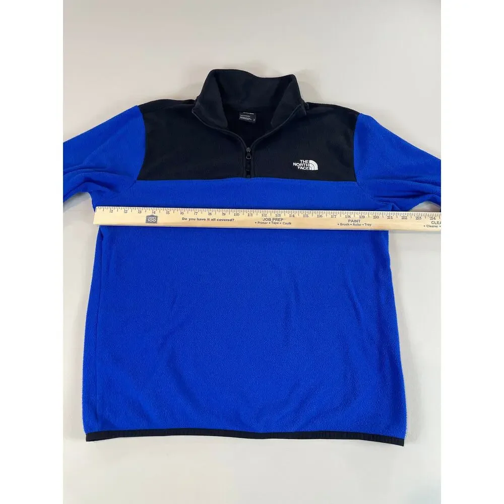 The North Face Black & Blue Colorblock Quarter Zip White Logo Size M
